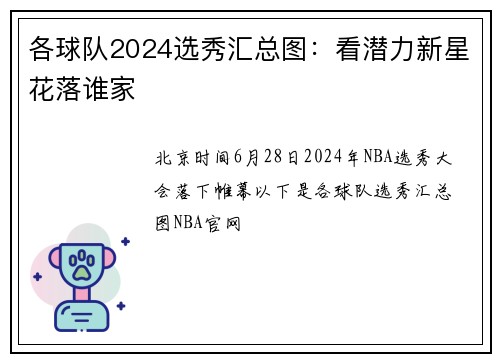 各球队2024选秀汇总图：看潜力新星花落谁家